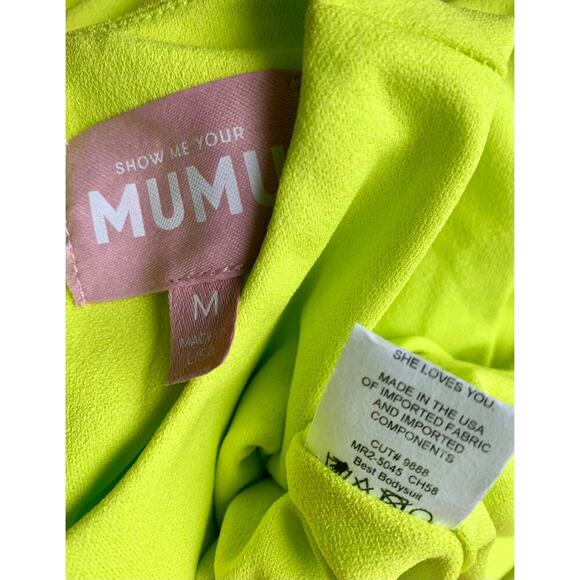 Show Me Your Mumu Best Bodysuit Neon Citrine Medium Sleeveless Stretch Zip Back - Picture 4 of 4